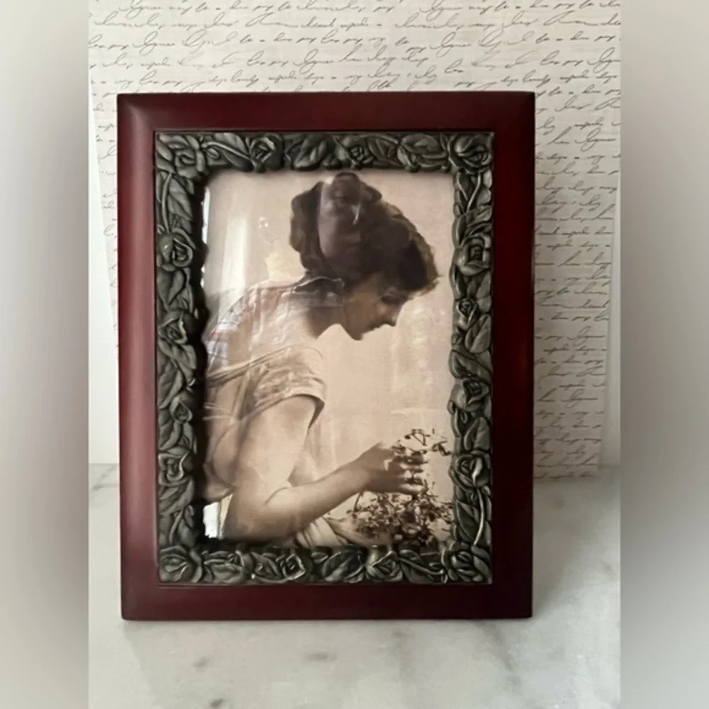 Vintage wooden pewter frame